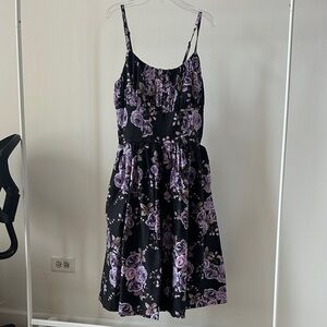Floral Black and Purple Women's Dress -PinupGirl Clothing